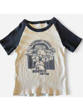 John Galt Brandy Melville Graphic Ribbed Baby Baseball Tee, Small